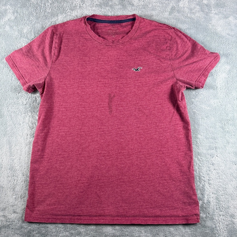 Hollister Mens Short‎ Sleeve Crew Neck T-Shirt Heather Burgundy Red Size S Small